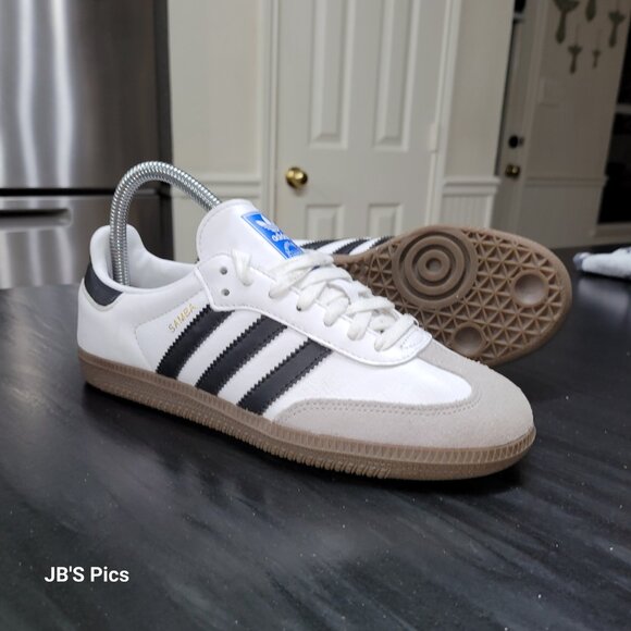Adidas Samba OG Cloud White Core Black Blue Label Mens Size 5 B75806 Sneakers - Picture 1 of 16
